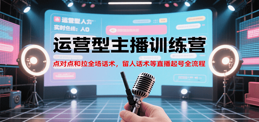 运营型主播训练营,点对点和拉全场话术,留人话术等直播起号全流程(更新7月)创客联盟总站-闲云创业网-老谢轻创网-中创网-福缘网-冒泡网-资源之家-魔方项目库创客联盟总站