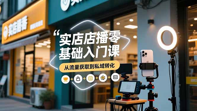 实体店播零基础入门课，实体店+短视频+直播+微信生态+私域社群，从流量获取到私域转化创客联盟总站-闲云创业网-老谢轻创网-中创网-福缘网-冒泡网-资源之家-魔方项目库创客联盟总站
