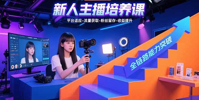 新人主播培养课：平台适应-流量获取-粉丝留存-收益提升 全链路能力突破创客联盟总站-闲云创业网-老谢轻创网-中创网-福缘网-冒泡网-资源之家-魔方项目库创客联盟总站