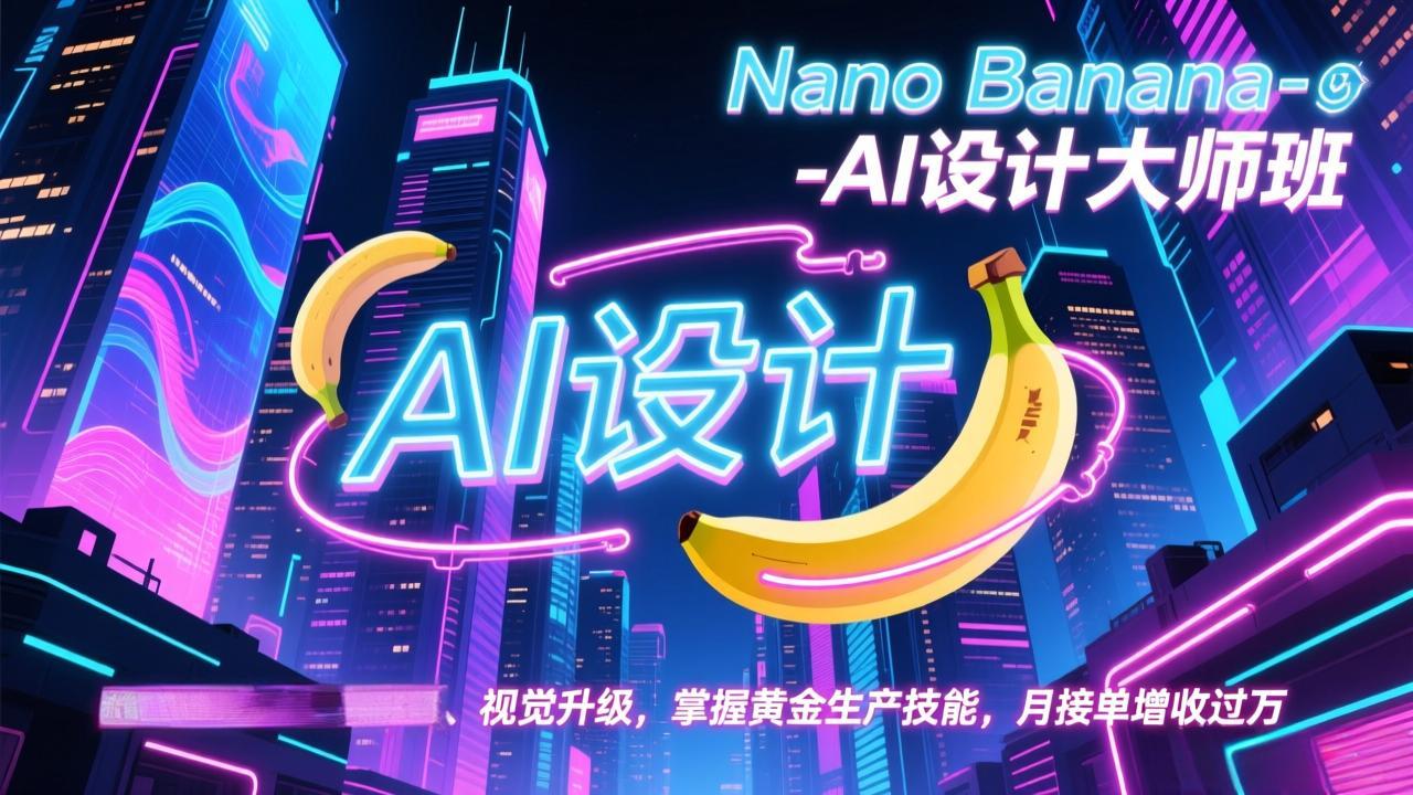 Nano Banana-AI设计大师班，修图合成、广告创作、视觉升级，掌握黄金生产技能，月接单增收过万创客联盟总站-闲云创业网-老谢轻创网-中创网-福缘网-冒泡网-资源之家-魔方项目库创客联盟总站