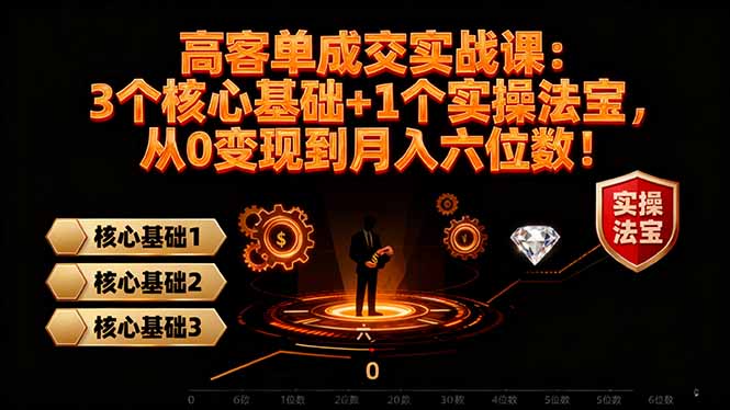 高 客单成交实战课：3个核心基础+1个实操法宝，从0变现到月入六位数！创客联盟总站-闲云创业网-老谢轻创网-中创网-福缘网-冒泡网-资源之家-魔方项目库创客联盟总站
