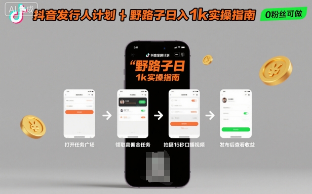 抖音发行人计划全新野路子玩法，随时随地，只要有手机，就能操作，日入1k+【揭秘】创客联盟总站-闲云创业网-老谢轻创网-中创网-福缘网-冒泡网-资源之家-魔方项目库创客联盟总站
