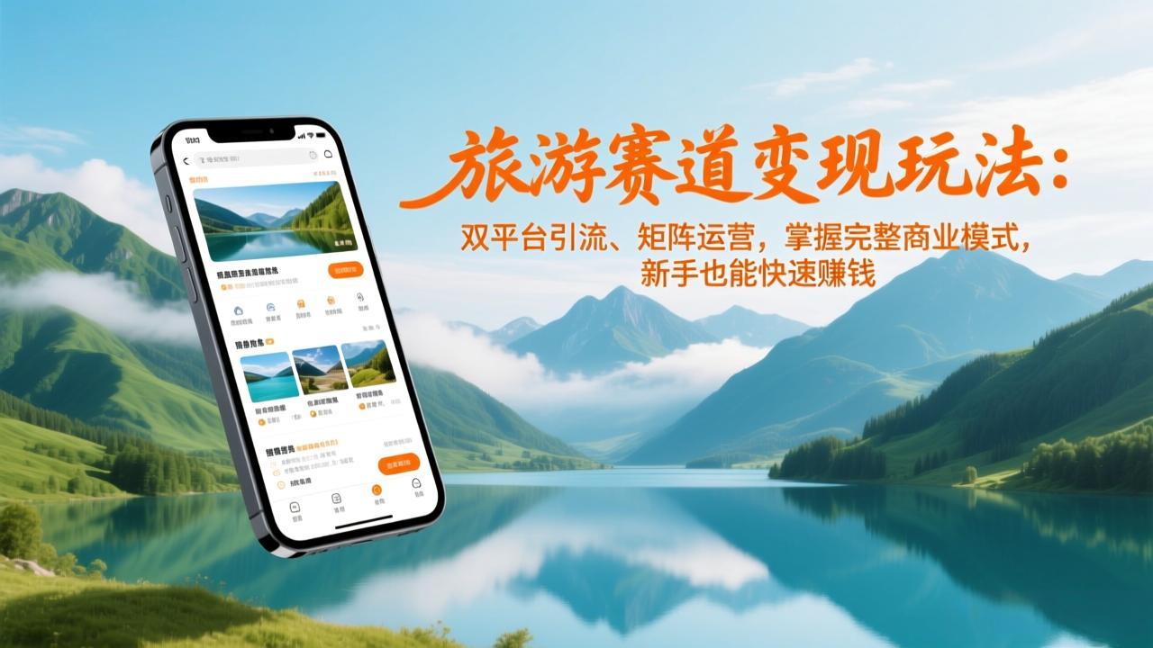 旅游赛道变现玩法：双平台引流、矩阵运营，掌握完整商业模式，新手也能快速赚钱创客联盟总站-闲云创业网-老谢轻创网-中创网-福缘网-冒泡网-资源之家-魔方项目库创客联盟总站