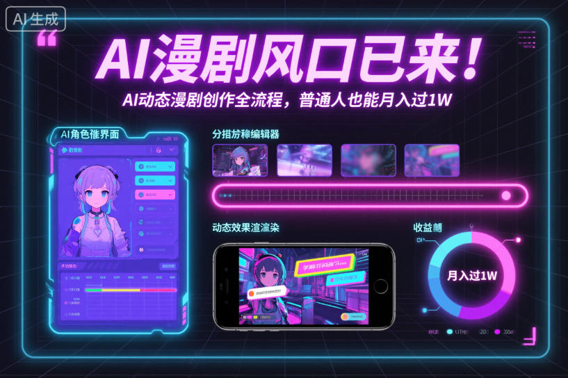 AI漫剧风口已来！AI动态漫剧创作全流程，普通人也能月入过1W创客联盟总站-闲云创业网-老谢轻创网-中创网-福缘网-冒泡网-资源之家-魔方项目库创客联盟总站