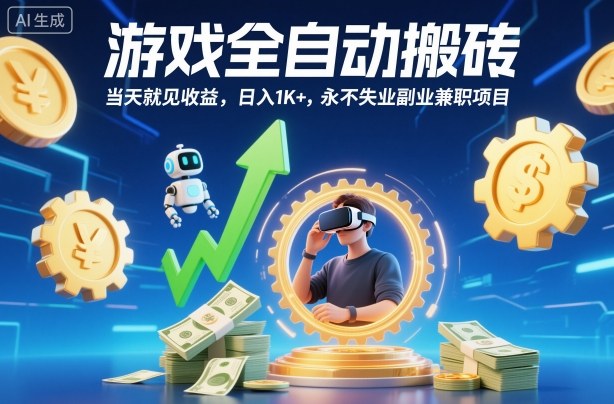 游戏全自动搬砖,当天就见收益,日入1K+,永不失业副业兼职项目【揭秘】创客联盟总站-闲云创业网-老谢轻创网-中创网-福缘网-冒泡网-资源之家-魔方项目库创客联盟总站