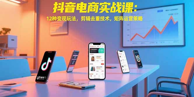 抖音电商实战课:12种变现玩法,剪辑去重技术,矩阵运营策略创客联盟总站-闲云创业网-老谢轻创网-中创网-福缘网-冒泡网-资源之家-魔方项目库创客联盟总站