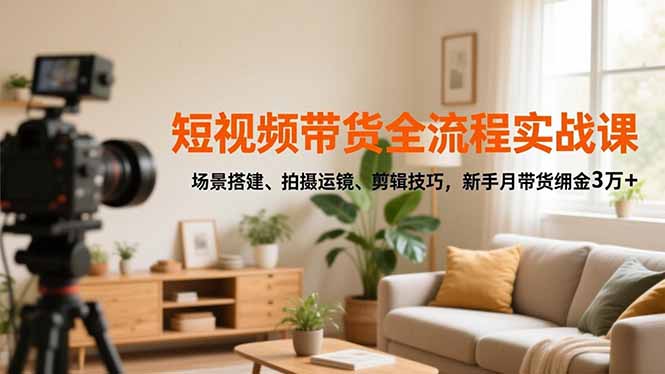 短视频带货全流程实战课，场景搭建、拍摄运镜、剪辑技巧，新手月带货佣金3万+创客联盟总站-闲云创业网-老谢轻创网-中创网-福缘网-冒泡网-资源之家-魔方项目库创客联盟总站