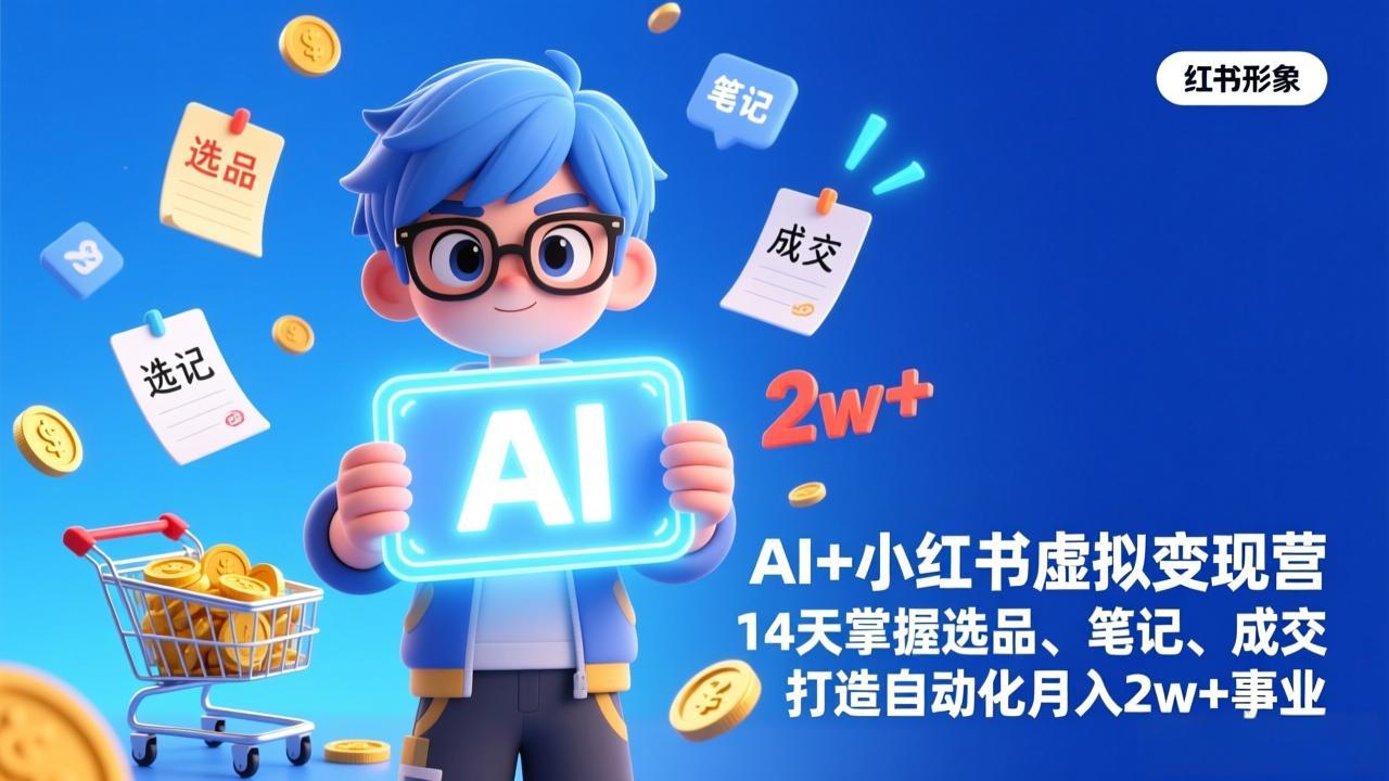 AI+小红书虚拟变现营(完结创客联盟总站-闲云创业网-老谢轻创网-中创网-福缘网-冒泡网-资源之家-魔方项目库创客联盟总站