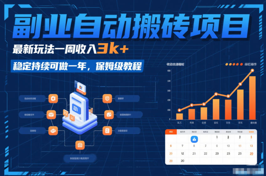副业自动搬砖项目，最新玩法一周收入3k+，稳定持续可做一年，保姆级教程【揭秘】创客联盟总站-闲云创业网-老谢轻创网-中创网-福缘网-冒泡网-资源之家-魔方项目库创客联盟总站