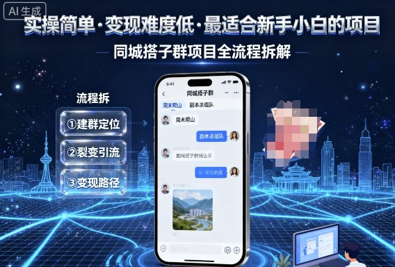 实操简单，变现难度低，最适合新手小白做的项目，每天轻松收入3张，同城搭子群项目全流程拆解创客联盟总站-闲云创业网-老谢轻创网-中创网-福缘网-冒泡网-资源之家-魔方项目库创客联盟总站
