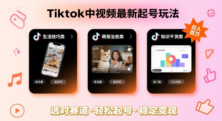 Tiktok中视频最新起号玩法，想要日入百刀，做好这几个赛道就可以了创客联盟总站-闲云创业网-老谢轻创网-中创网-福缘网-冒泡网-资源之家-魔方项目库创客联盟总站