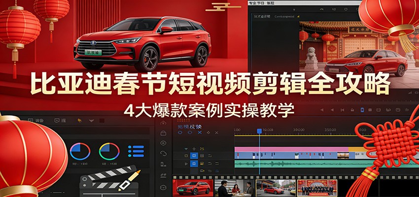 比亚迪春节短视频剪辑全攻略，4大爆款案例实操教学创客联盟总站-闲云创业网-老谢轻创网-中创网-福缘网-冒泡网-资源之家-魔方项目库创客联盟总站