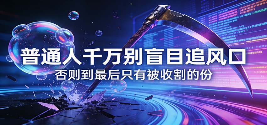 付费文章《通人千万别盲目追风口》否则到最后只有被收割的份创客联盟总站-闲云创业网-老谢轻创网-中创网-福缘网-冒泡网-资源之家-魔方项目库创客联盟总站