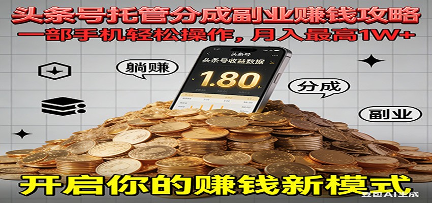 全程托管今日头条,一部手机就可以开干,最高躺赚1W+创客联盟总站-闲云创业网-老谢轻创网-中创网-福缘网-冒泡网-资源之家-魔方项目库创客联盟总站