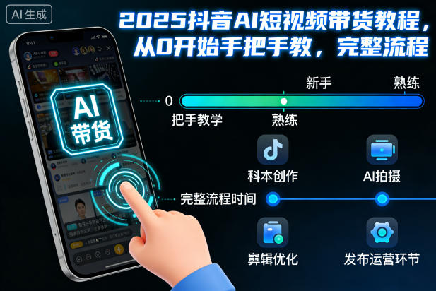 2025抖音AI短视频带货教程，从0开始手把手教，完整流程创客联盟总站-闲云创业网-老谢轻创网-中创网-福缘网-冒泡网-资源之家-魔方项目库创客联盟总站