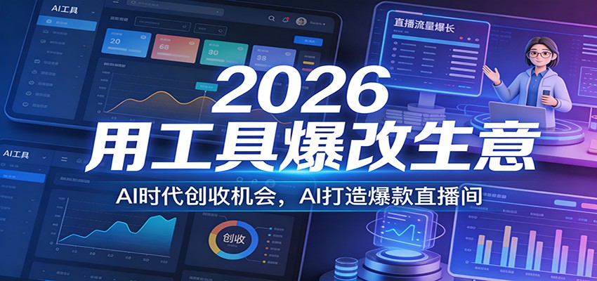2026用工具爆改生意，AI时代创收机会，AI打造爆款直播间创客联盟总站-闲云创业网-老谢轻创网-中创网-福缘网-冒泡网-资源之家-魔方项目库创客联盟总站