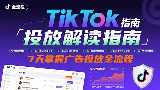 TikTok投放解读指南：后台操作/计划建立/模式选择，7天掌握广告投放全流程创客联盟总站-闲云创业网-老谢轻创网-中创网-福缘网-冒泡网-资源之家-魔方项目库创客联盟总站