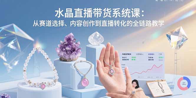 水晶直播带货系统课:从赛道选择、内容创作到直播转化的全链路教学创客联盟总站-闲云创业网-老谢轻创网-中创网-福缘网-冒泡网-资源之家-魔方项目库创客联盟总站