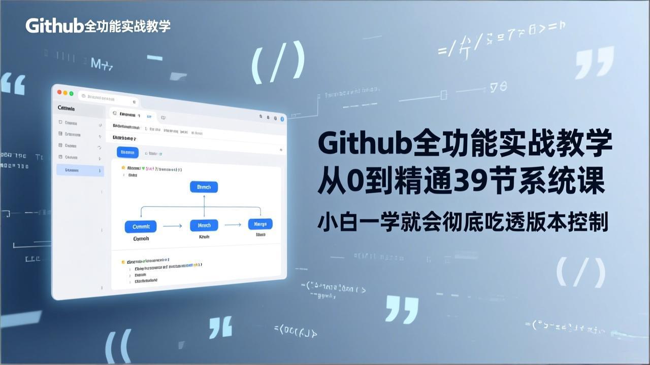 GitHub-全功能实战教学，从0到精通39节系统课，小白一学就会彻底吃透版本控制创客联盟总站-闲云创业网-老谢轻创网-中创网-福缘网-冒泡网-资源之家-魔方项目库创客联盟总站