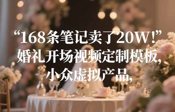 168条笔记卖了20W！婚礼开场视频定制模板，小众虚拟产品创客联盟总站-闲云创业网-老谢轻创网-中创网-福缘网-冒泡网-资源之家-魔方项目库创客联盟总站