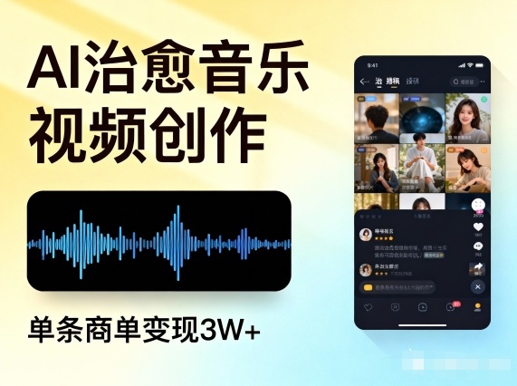 AI做治愈音乐视频，多平台投稿，单条商单变现3W+创客联盟总站-闲云创业网-老谢轻创网-中创网-福缘网-冒泡网-资源之家-魔方项目库创客联盟总站