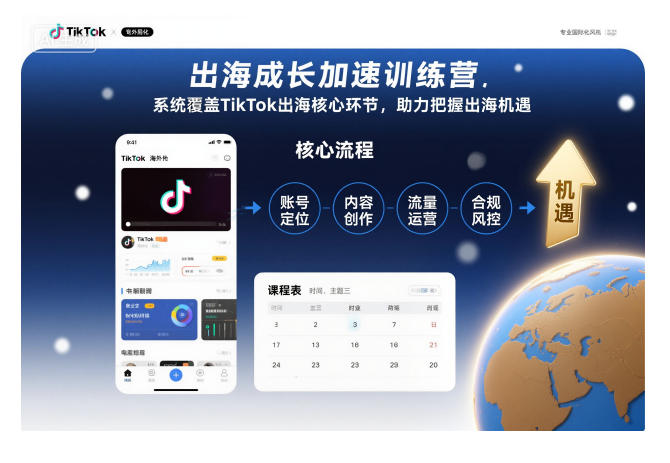 出海成长加速训练营，系统覆盖TikTok出海核心环节，助力把握出海机遇(更新)创客联盟总站-闲云创业网-老谢轻创网-中创网-福缘网-冒泡网-资源之家-魔方项目库创客联盟总站