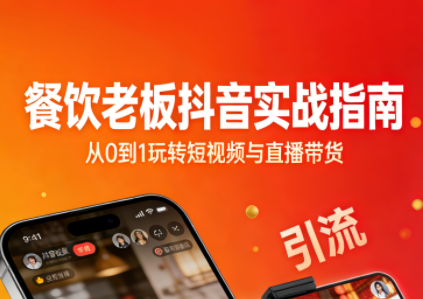 餐饮老板抖音实战指南：短视频引流+直播卖团购+精准投流+私域运营创客联盟总站-闲云创业网-老谢轻创网-中创网-福缘网-冒泡网-资源之家-魔方项目库创客联盟总站