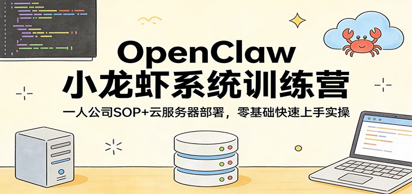 OpenClaw小龙虾系统训练营：一人公司SOP，云服务器部署，零基础快速上手实操创客联盟总站-闲云创业网-老谢轻创网-中创网-福缘网-冒泡网-资源之家-魔方项目库创客联盟总站