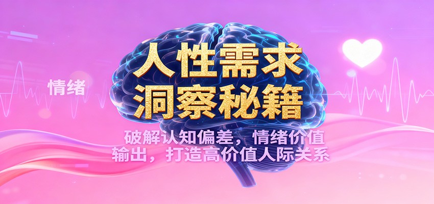 人性需求洞察秘籍，破解认知偏差，情绪价值输出，打造高价值人际关系创客联盟总站-闲云创业网-老谢轻创网-中创网-福缘网-冒泡网-资源之家-魔方项目库创客联盟总站