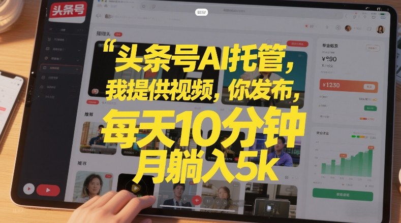 头条号AI托管，我提供视频，你发布，每天10分钟，月躺入5k+【揭秘】创客联盟总站-闲云创业网-老谢轻创网-中创网-福缘网-冒泡网-资源之家-魔方项目库创客联盟总站