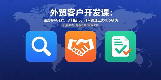 外贸客户开发课：涵盖客户开发、谈判技巧、订单管理三大核心模块创客联盟总站-闲云创业网-老谢轻创网-中创网-福缘网-冒泡网-资源之家-魔方项目库创客联盟总站