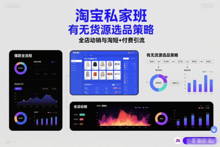 淘宝私家班，有无货源选品策略，高成功率爆款全流程打法，全店动销与淘短+付费引流(更新)创客联盟总站-闲云创业网-老谢轻创网-中创网-福缘网-冒泡网-资源之家-魔方项目库创客联盟总站