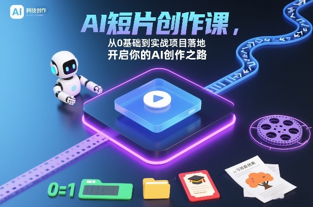 AI短片创作课，从0基础到实战项目落地，开启你的AI创作之路(更新)创客联盟总站-闲云创业网-老谢轻创网-中创网-福缘网-冒泡网-资源之家-魔方项目库创客联盟总站