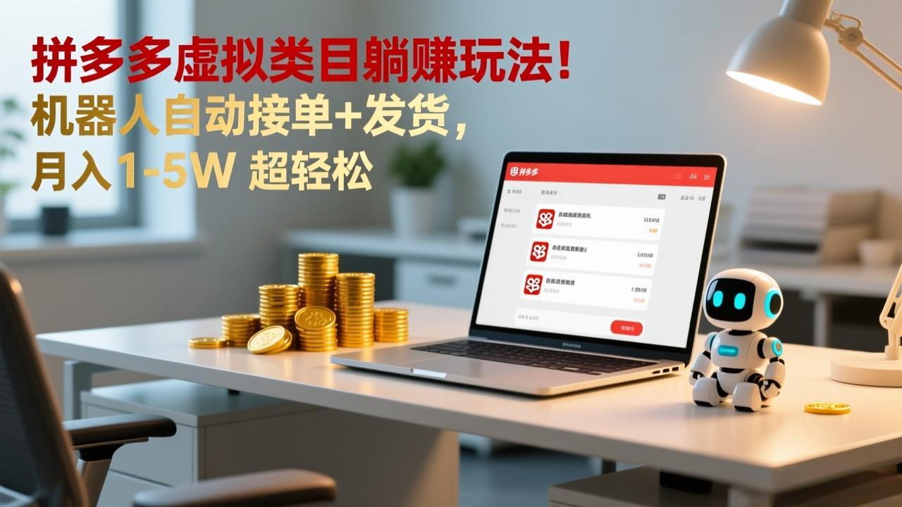多多虚拟类目躺赚玩法！机器人自动接单+发货，月入 1-5W 超轻松创客联盟总站-闲云创业网-老谢轻创网-中创网-福缘网-冒泡网-资源之家-魔方项目库创客联盟总站