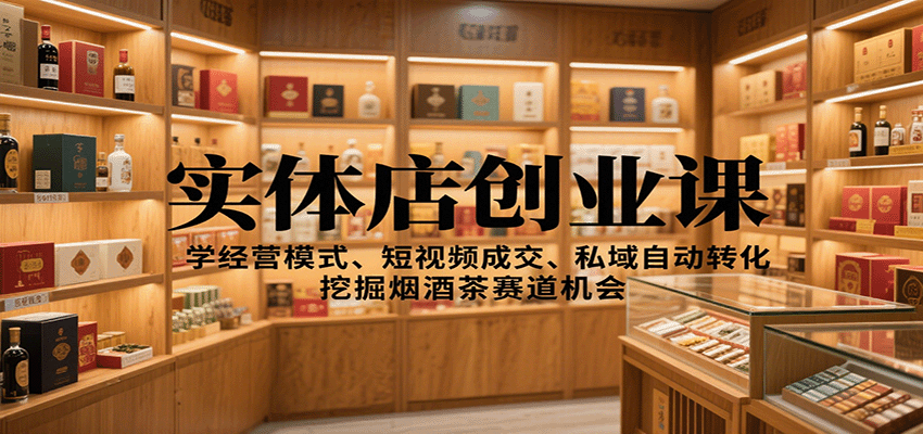 实体店创业课：学经营模式、短视频成交、私域自动转化，挖掘烟酒茶赛道机会创客联盟总站-闲云创业网-老谢轻创网-中创网-福缘网-冒泡网-资源之家-魔方项目库创客联盟总站