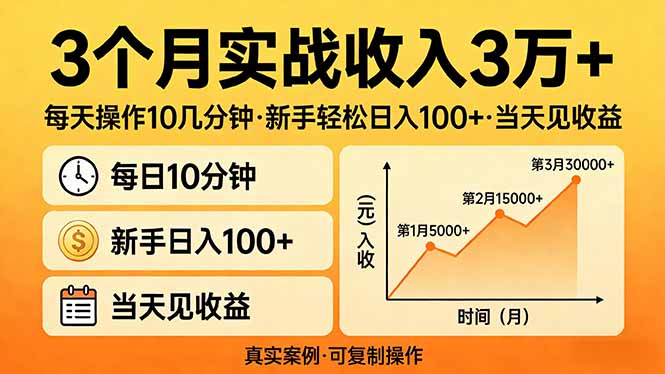 3个月实战收入3万+，每天操作10几分钟，新手轻松日入100+，当天见收益创客联盟总站-闲云创业网-老谢轻创网-中创网-福缘网-冒泡网-资源之家-魔方项目库创客联盟总站