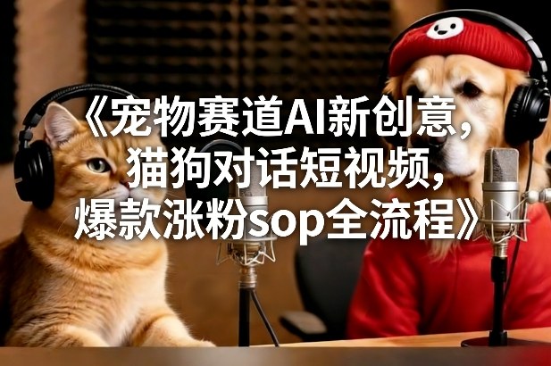 宠物赛道AI新创意，猫狗对话短视频，爆款涨粉sop全流程创客联盟总站-闲云创业网-老谢轻创网-中创网-福缘网-冒泡网-资源之家-魔方项目库创客联盟总站