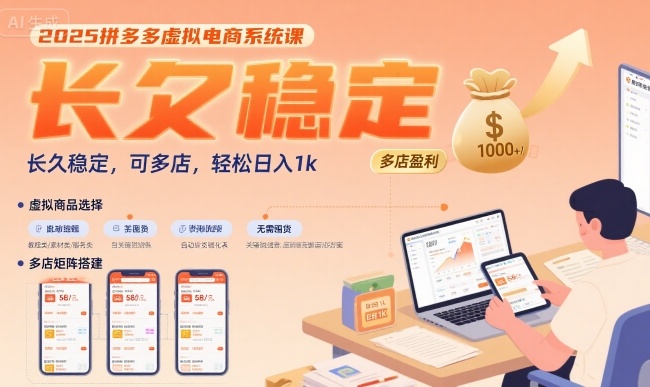 2025拼多多虚拟电商系统课，长久稳定，可多店，轻松日入1k创客联盟总站-闲云创业网-老谢轻创网-中创网-福缘网-冒泡网-资源之家-魔方项目库创客联盟总站