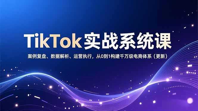 TikTok实战系统课，案例复盘、数据解析、运营执行，从0到1构建千万级电商体系(更新创客联盟总站-闲云创业网-老谢轻创网-中创网-福缘网-冒泡网-资源之家-魔方项目库创客联盟总站