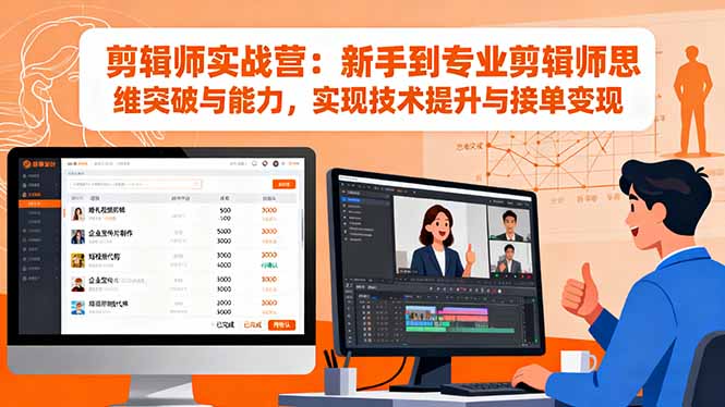 剪辑师实战营：新手到专业剪辑师思维突破与能力，实现技术提升与接单变现创客联盟总站-闲云创业网-老谢轻创网-中创网-福缘网-冒泡网-资源之家-魔方项目库创客联盟总站