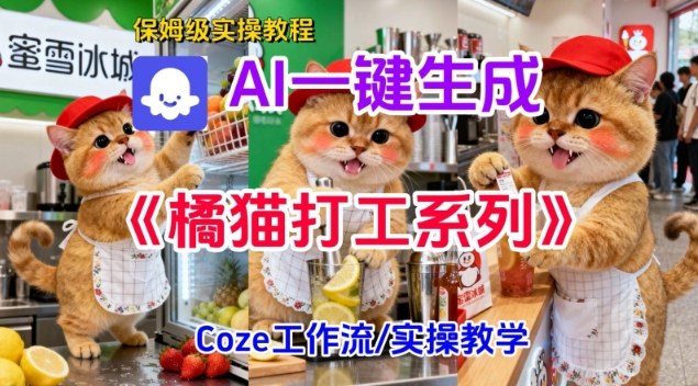 Coze扣子工作流一键生成胖橘猫打工短视频,保姆级实操搭建教学创客联盟总站-闲云创业网-老谢轻创网-中创网-福缘网-冒泡网-资源之家-魔方项目库创客联盟总站