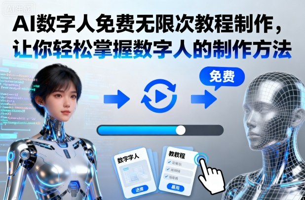 AI数字人免费无限次教程制作,让你轻松掌握数字人的制作方法创客联盟总站-闲云创业网-老谢轻创网-中创网-福缘网-冒泡网-资源之家-魔方项目库创客联盟总站