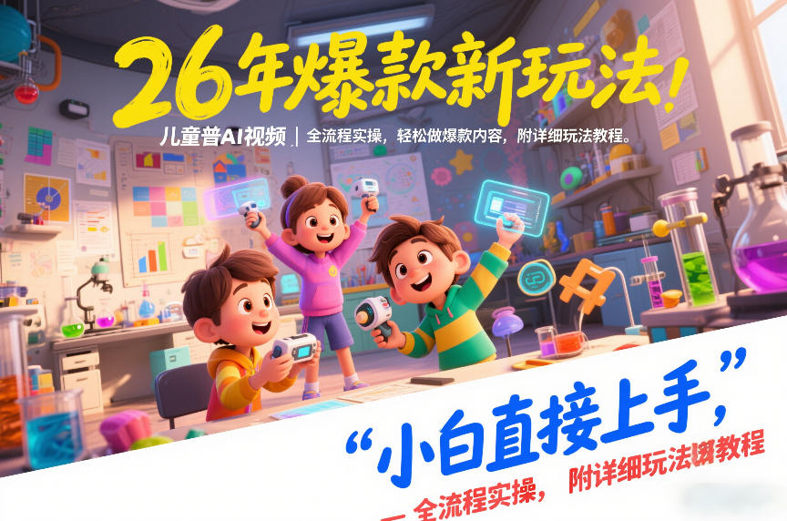 26年爆款新玩法，儿童科普AI视频，全流程实操，轻松做爆款内容，小白直接上手，附详细玩法教程创客联盟总站-闲云创业网-老谢轻创网-中创网-福缘网-冒泡网-资源之家-魔方项目库创客联盟总站