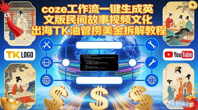 Coze扣子工作流一键生成英文版民间故事视频，文化出海TK油管捞美金拆解教程创客联盟总站-闲云创业网-老谢轻创网-中创网-福缘网-冒泡网-资源之家-魔方项目库创客联盟总站