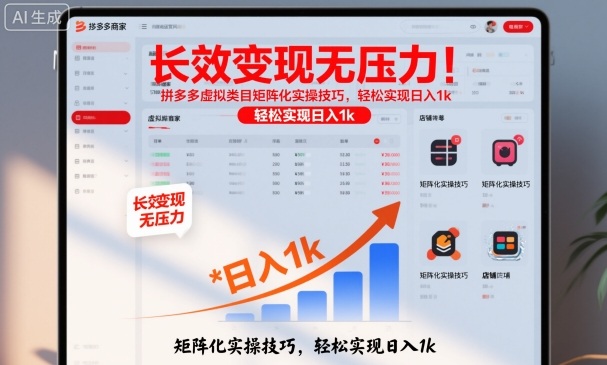 长效变现无压力！拼多多虚拟类目矩阵化实操技巧，轻松实现日入1k【揭秘】创客联盟总站-闲云创业网-老谢轻创网-中创网-福缘网-冒泡网-资源之家-魔方项目库创客联盟总站