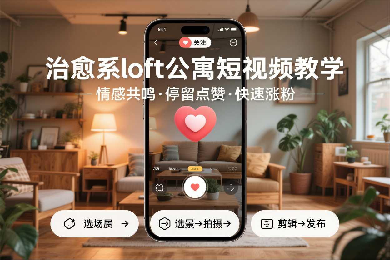 治愈系loft公寓短视频制作教学，情感共鸣引停留点赞关注，快速起号涨粉创客联盟总站-闲云创业网-老谢轻创网-中创网-福缘网-冒泡网-资源之家-魔方项目库创客联盟总站