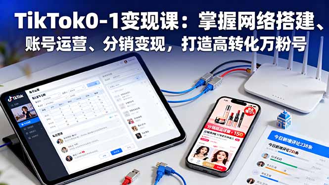 TikTok0-1变现课:掌握网络搭建、账号运营、分销变现,打造高转化万粉号创客联盟总站-闲云创业网-老谢轻创网-中创网-福缘网-冒泡网-资源之家-魔方项目库创客联盟总站