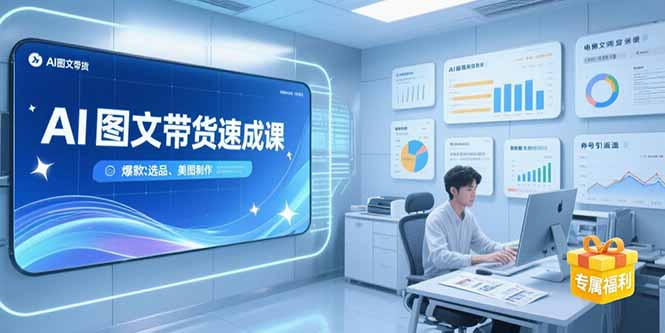 AI图文带货速成课，养号引流秘籍，爆款选品策略，美图制作全流程创客联盟总站-闲云创业网-老谢轻创网-中创网-福缘网-冒泡网-资源之家-魔方项目库创客联盟总站