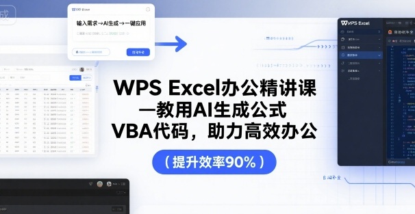 WPS Excel办公精讲课，教用 AI 生成公式，VBA 代码，助力高效办公创客联盟总站-闲云创业网-老谢轻创网-中创网-福缘网-冒泡网-资源之家-魔方项目库创客联盟总站