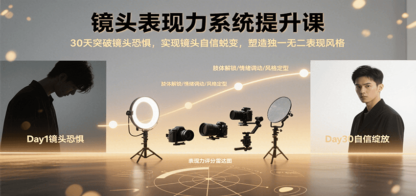 镜头表现力系统提升课,30天突破镜头恐惧实现自信蜕变,塑造独一无二表现风格创客联盟总站-闲云创业网-老谢轻创网-中创网-福缘网-冒泡网-资源之家-魔方项目库创客联盟总站